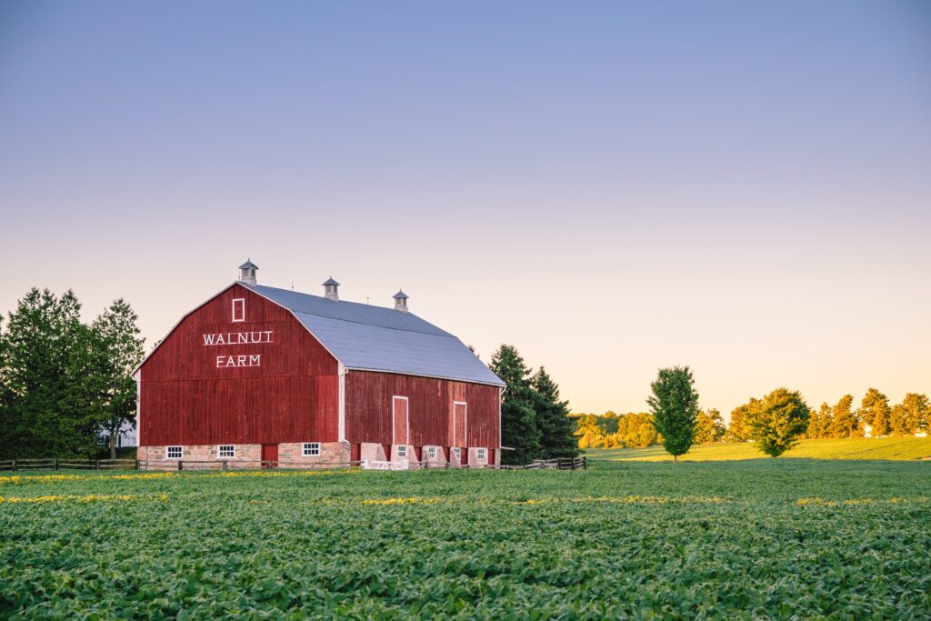 Canadian farm and red barn