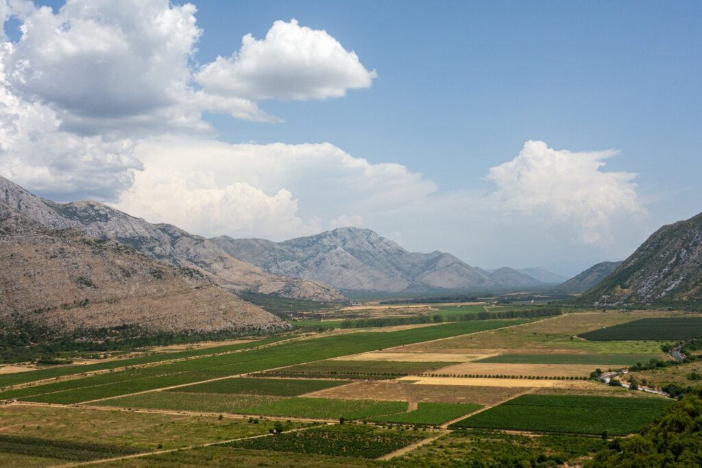 farmland open view mountain range