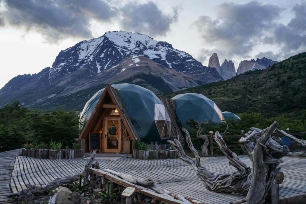 gorgeous glamping site with old logs